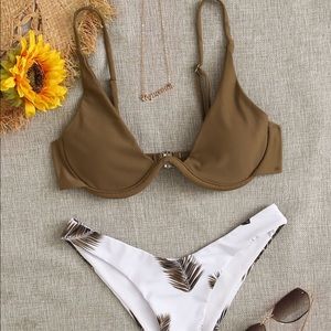 Palm Print Underwire Bikini Swimsuit